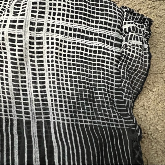 Bcbg maxazria pure silk collared blouse top black white gray monochrome - Picture 7 of 14